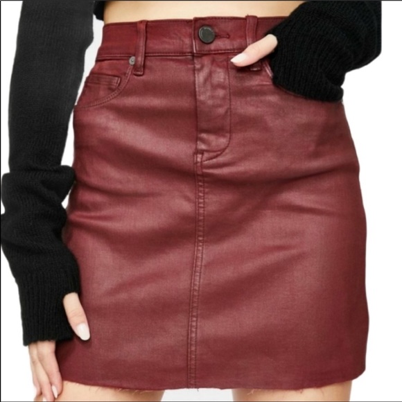 Blank NYC Dresses & Skirts - NEW BLANK NYC Burgundy Coated Denim Mini Skirt 28